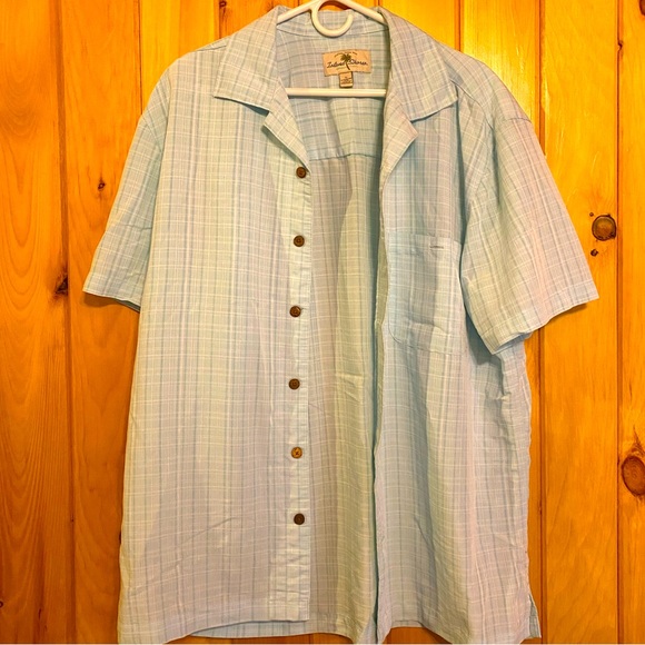 Island Shores Men’s Light Blue Short Sleeve Button Down Shirt - Picture 1 of 6